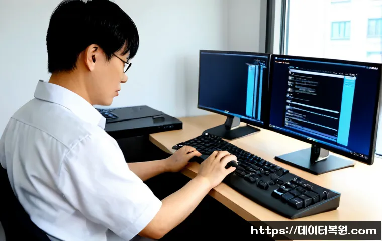 신대방 윈도우11 windows11 재설치 포맷 초기화 - Photorealistic remote IT support workstation in a compact Sindaebang apartment office, Windows 11 re...