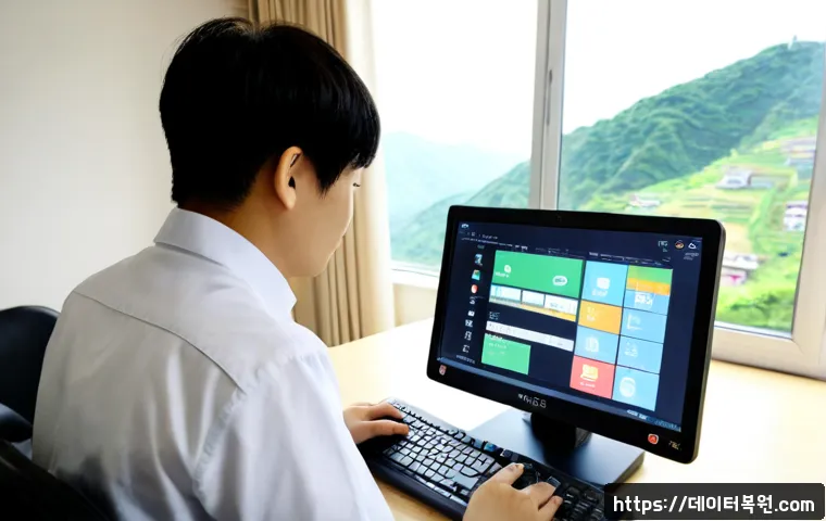 홍파동 STATUS_PRIVILEGED_INSTRUCTION - Photorealistic remote support workstation in a compact Hongpa-dong apartment office, technician usin...