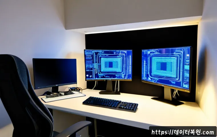 도봉동 STATUS_INVALID_THREAD - Photorealistic IT support workstation in a compact apartment near the Dobong mountain foothills, dua...