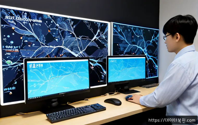 보라매동 STATUS_KERNEL_CONNECTION_TIMEOUT - Photorealistic IT support workstation in a modern apartment near a leafy urban park, dual monitors s...