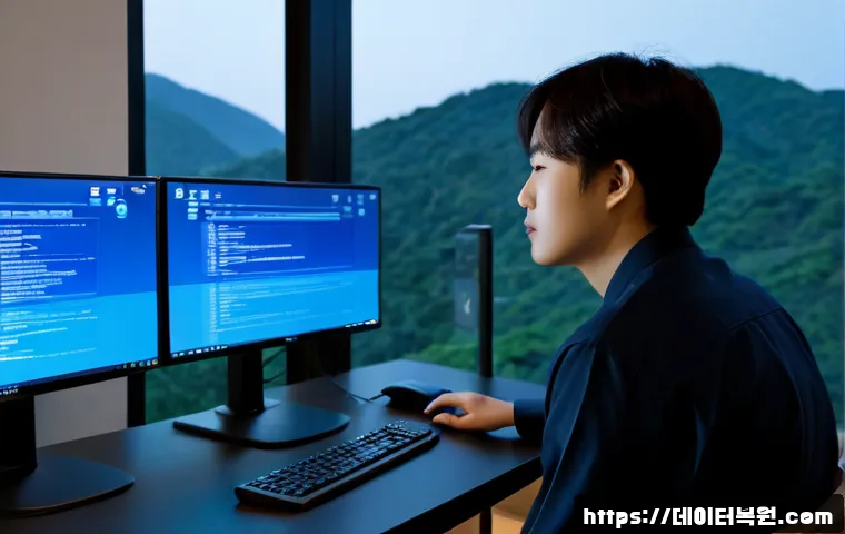 남현동 DRIVER_IRQL_NOT_LESS_OR_EQUAL - Photorealistic remote IT support workstation in a compact Namhyeon-dong apartment office, dual monit...