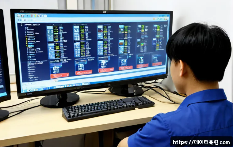광진구 STATUS_INVALID_DISPOSITION - Photorealistic IT support workstation in Gwangjin District, Seoul, dual monitors showing a clean abs...