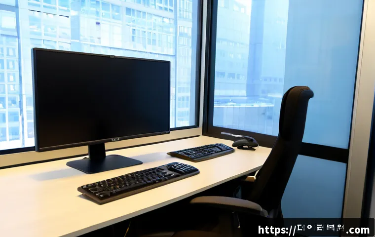 충정로 DRIVER_CAUSED_SYSTEM_CRASH - Photorealistic IT support workstation in a compact Chungjeong-ro office, dual monitors showing a bla...