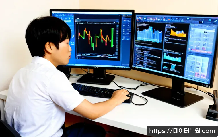 중림동 BUGCODE_USB_DRIVER - Photorealistic IT support workstation in a compact Jungnim-dong office, technician reconnecting a US...