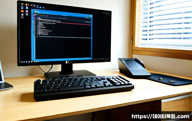 동산동 linux재설치 포맷  초기화 - Photorealistic remote-support workstation in a compact Dongseong-dong style apartment office, deskto...