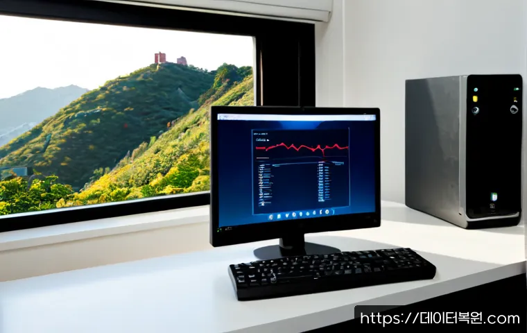 정릉동 STATUS_CONNECTION_REFUSED - Photorealistic remote support workstation in a compact hillside apartment office, dual monitors show...