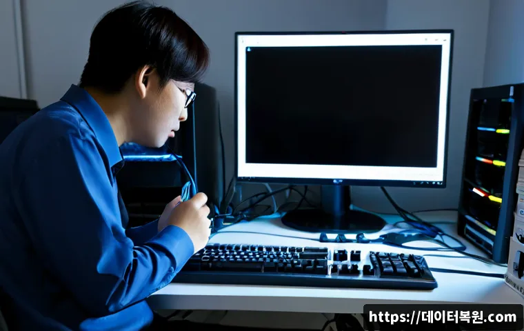 신창동 케이블연결확인 - Photorealistic remote-support workstation in a modern apartment office, technician inspecting firmly...
