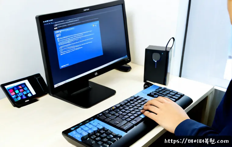 왕십리 윈도우8 windows8 재설치 포맷  초기화 - Photorealistic remote-support workstation in a compact Wangsimni apartment office, desktop monitor s...
