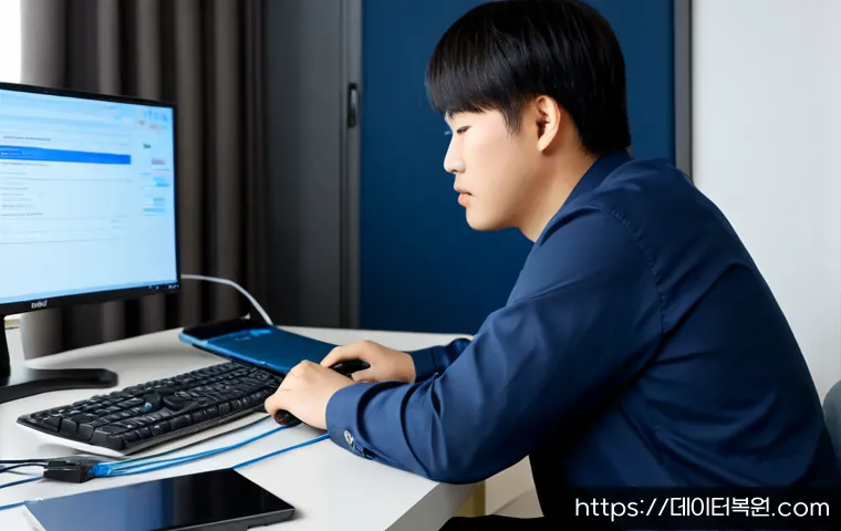 식사동 FAT32_FILE_SYSTEM - Photorealistic remote IT support workstation in a quiet suburban Korean apartment office, dual monit...