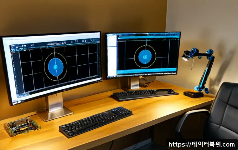 신림동 THREAD_TERMINATION_PORT - Photorealistic engineering workstation in a compact Sillim-dong tech office, dual monitors displayin...