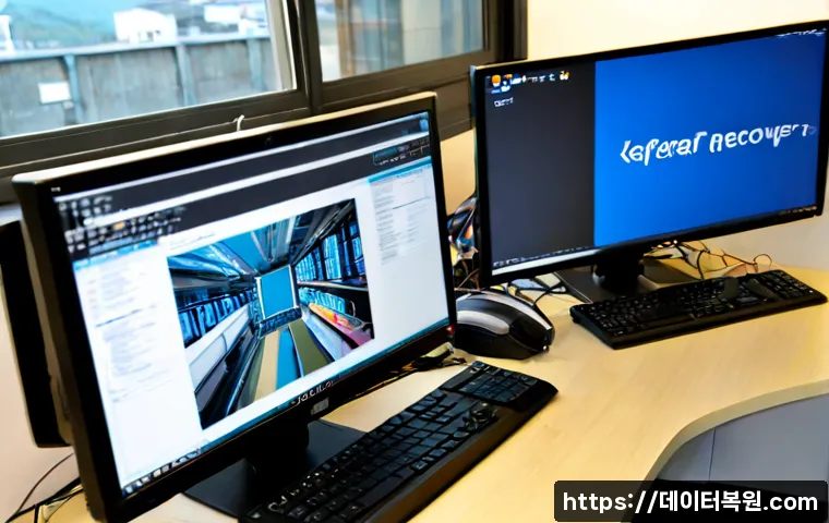 선유동 pc복구중 - Photorealistic PC recovery workstation in a compact Seonyu-dong electronics service office, technici...