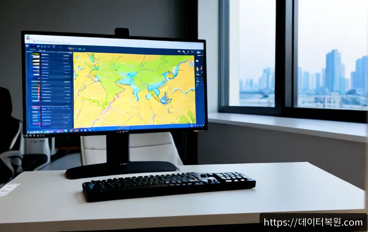 반포동 STATUS_KERNEL_NETWORK_ERROR - Photorealistic premium remote-support workstation in a Banpo apartment office, ultrawide monitor dis...