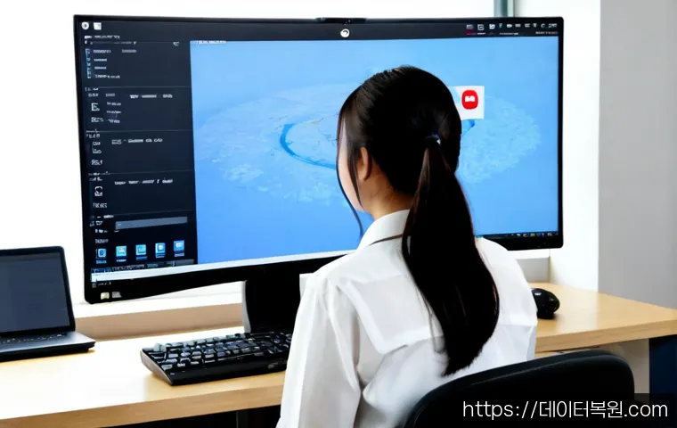 암사동 프로그램응답없음 - Photorealistic remote-support scene in a tidy apartment workstation near Amsa-dong, frustrated offic...