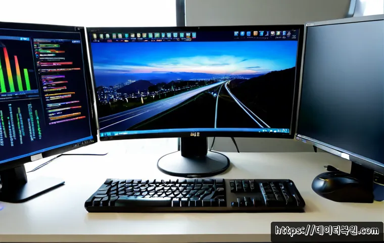 율현동 SYSTEM_LICENSE_VIOLATION - Photorealistic IT support workstation in a modern Yulhyeon-dong apartment office, dual monitors disp...