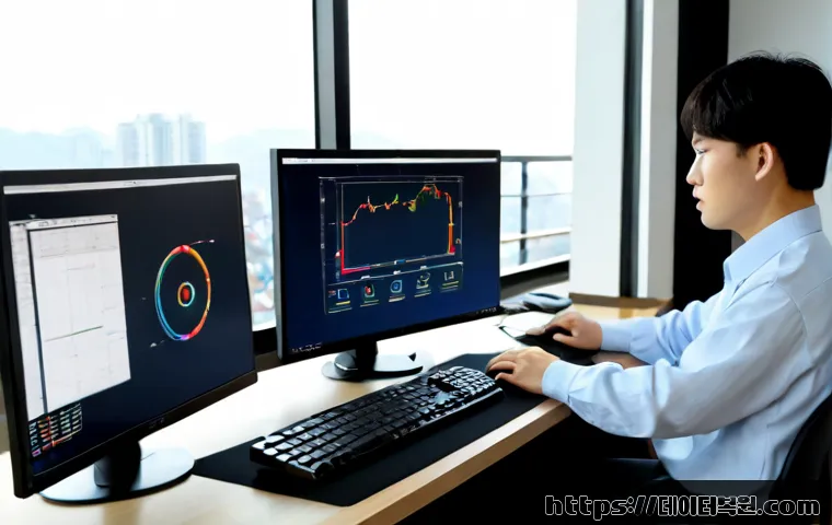 성사동 STATUS_FLOAT_UNDERFLOW - Photorealistic remote-support workstation in a compact Seongsa-dong apartment office, dual monitors ...