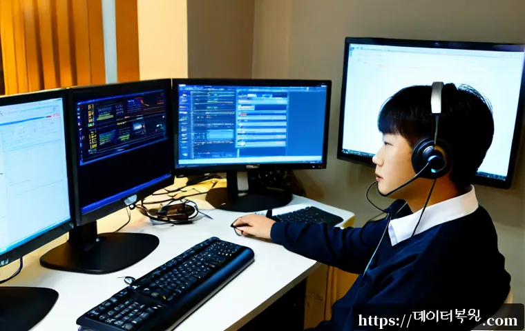 방화동 WHEA_UNCORRECTABLE_ERROR - Photorealistic IT support workstation in Banghwa-dong, Seoul, with a desktop PC opened beside a mode...