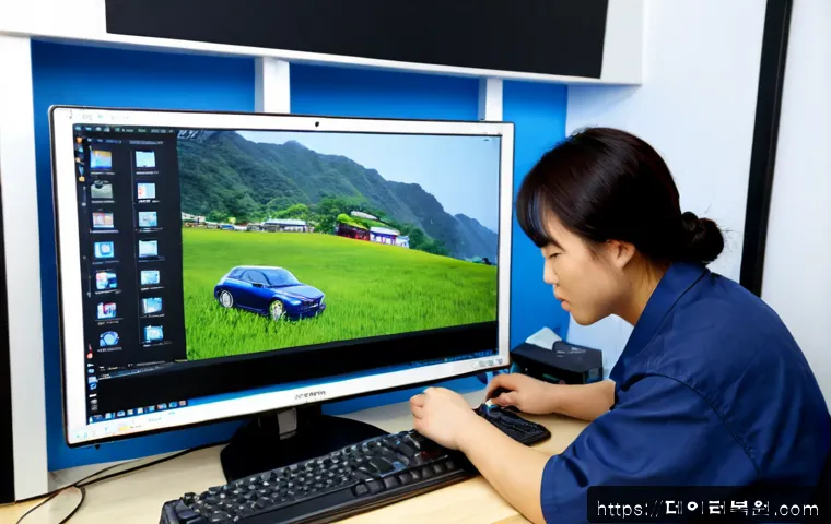 노온사동 HDD조립 및 교체수리 - Photorealistic computer repair workstation in a compact neighborhood service studio, technician care...