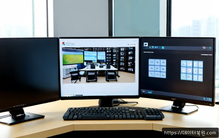 장교동 STATUS_INVALID_IMAGE_FORMAT - Photorealistic remote-support workstation in a compact Jung-gu office near Janggyo-dong, dual monito...
