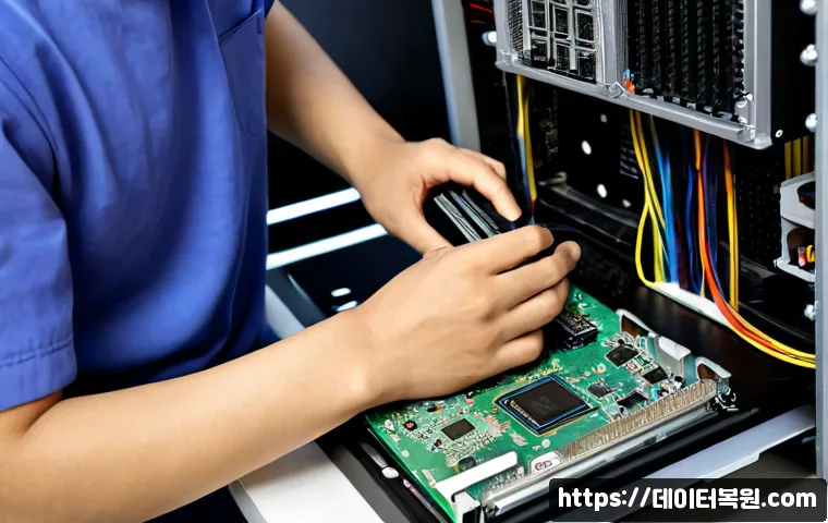 홍대 그래픽카드조립 및 교체수리 - Photorealistic Hongdae computer repair workstation, technician carefully installing a powerful graph...