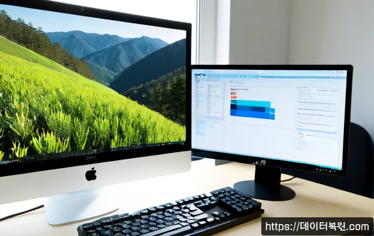 가평군 STATUS_INVALID_IMAGE_FORMAT - Photorealistic remote-support workstation in a quiet mountain county office, dual monitors showing a...