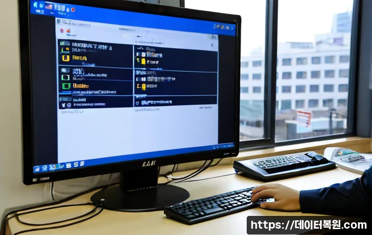 연건동 STATUS_INVALID_SESSION - Photorealistic remote-support workstation in a compact Yeongeon-dong office, IT specialist examining...