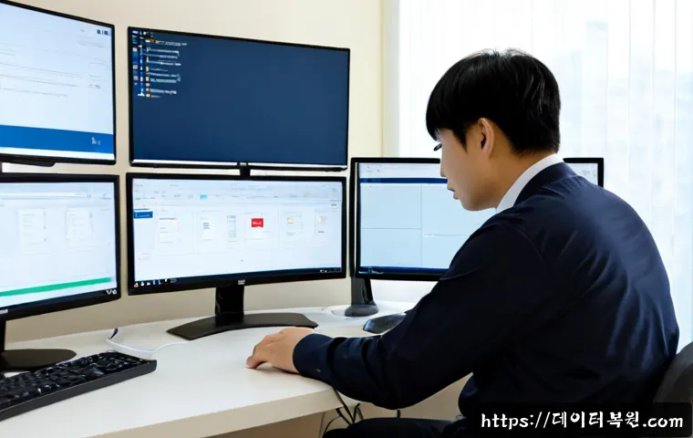 향동동 STATUS_DEVICE_OFFLINE - Photorealistic IT support workstation in a modern apartment office near a quiet new residential dist...