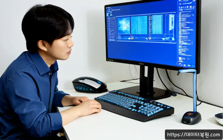 쌍문동 STATUS_KERNEL_MODE_EXCEPTION - Photorealistic remote IT support workstation in a compact Ssangmun-dong apartment office, dual monit...