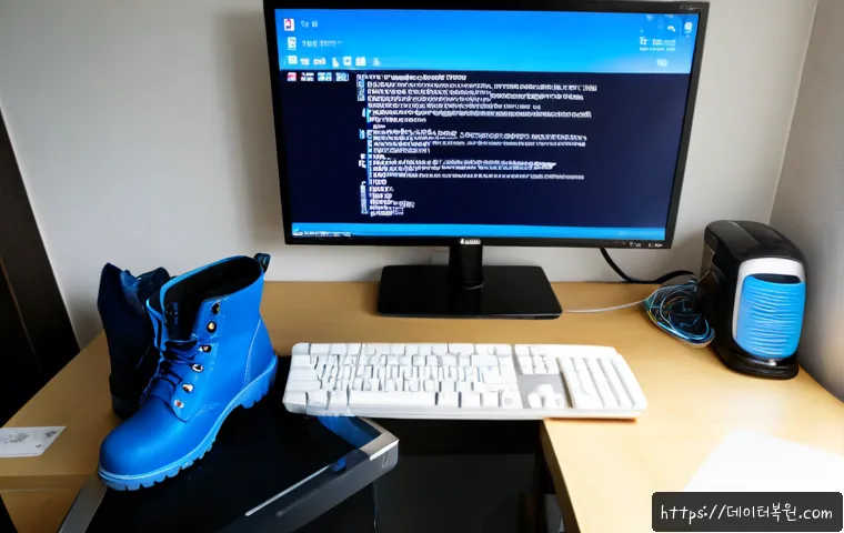 둔촌동 INACCESSIBLE_BOOT_DEVICE - Photorealistic remote IT support workstation in a compact apartment near a quiet Seoul residential d...