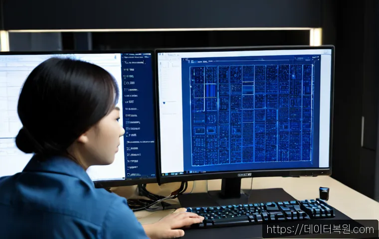 중계동 STATUS_KERNEL_MODE_EXCEPTION - Photorealistic IT technician diagnosing a workstation with a dark blue system-failure screen showing...