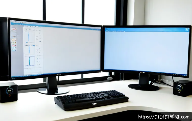 식사동 STATUS_KERNEL_ACCESS_DENIED - Photorealistic IT support workstation in a quiet Ilsan residential office near Siksadong, dual monit...