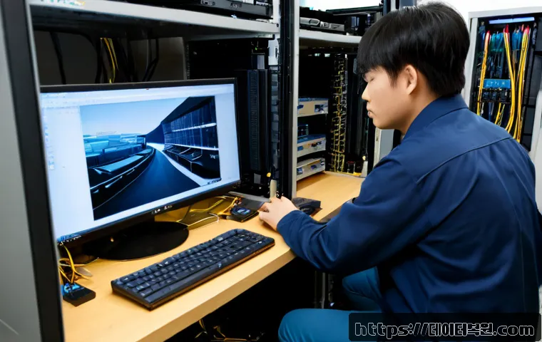 서교동 NAS출장방문수리점 - Photorealistic compact NAS repair workstation in a creative studio near Seogyo-dong, technician repl...