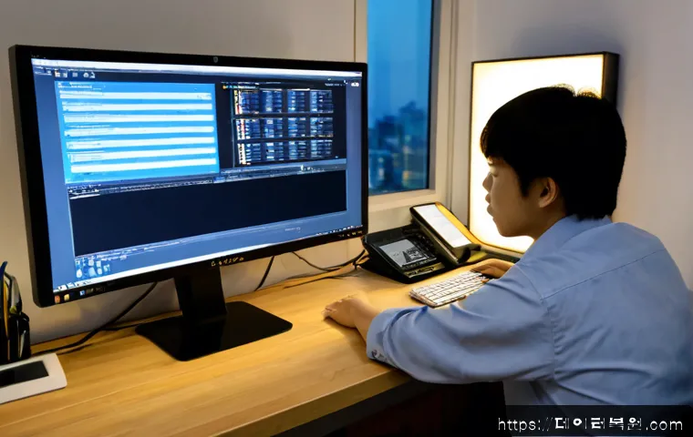 수하동 STATUS_KERNEL_BOOT_FAILURE - Photorealistic IT support workstation in a compact downtown office near Suha-dong, desktop monitor s...