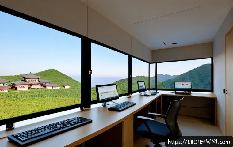 옥인동 STATUS_FLOAT_OVERFLOW - Photorealistic remote-support workstation in a quiet hillside neighborhood apartment, dual monitors ...