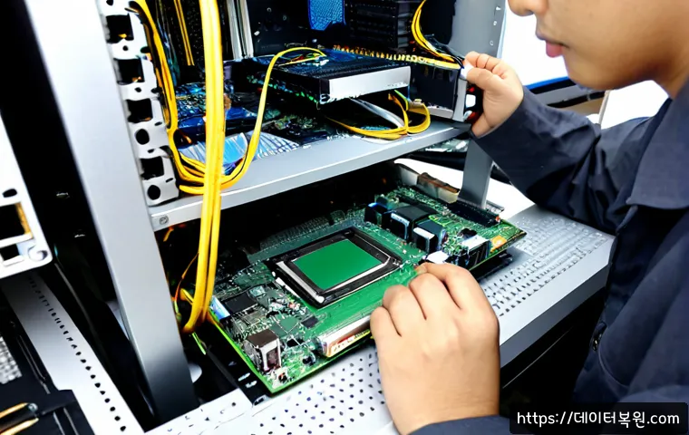 훈정동 VGA조립 및 교체수리 - Photorealistic desktop repair workstation in a compact Hunjeong-dong electronics studio, technician ...