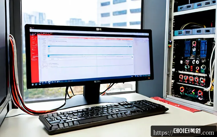 오륜동 STATUS_KERNEL_MODULE_FAILURE - Photorealistic remote IT support workstation in a quiet Seoul apartment near a riverside park, dual ...