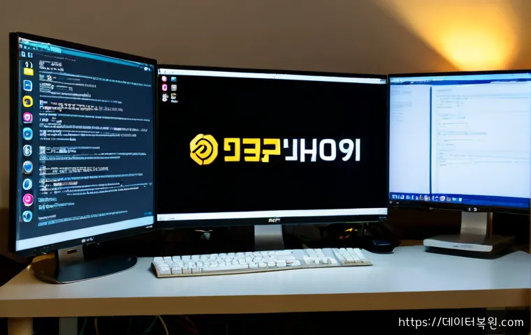 왕십리 a disk read error occurred - Photorealistic IT support workstation in a modern Wangsimni apartment office, ultrawide monitor show...