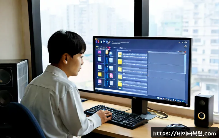 가리봉 STATUS_EXECUTION_TIMEOUT - Photorealistic compact PC repair workstation in a modest Garibong neighborhood office, technician mo...