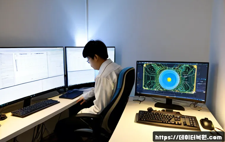 봉래동 INTERNAL_POWER_ERROR - Photorealistic remote-support workstation in a compact Bongrae-dong apartment office, dual monitors ...