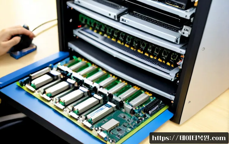 훈정동 메모리조립 및 교체수리 - Photorealistic computer repair workstation in a compact Seoul neighborhood office, technician carefu...