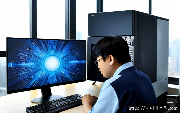 월계동 STATUS_MEMORY_VIOLATION - Photorealistic IT support workstation in Wolgye-dong, Seoul, with a high-end desktop showing a froze...