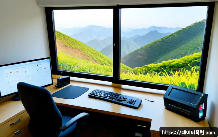 옥천동 STATUS_PAGEFILE_MISSING - Photorealistic remote-support workstation in a quiet Korean residential office, dual monitors showin...