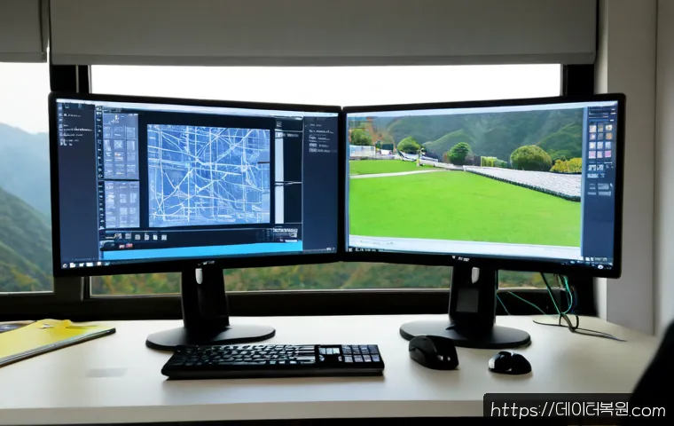 흑석동 STATUS_INVALID_OBJECT - Photorealistic remote-support workstation in a compact Heukseok-dong apartment office, dual monitors...