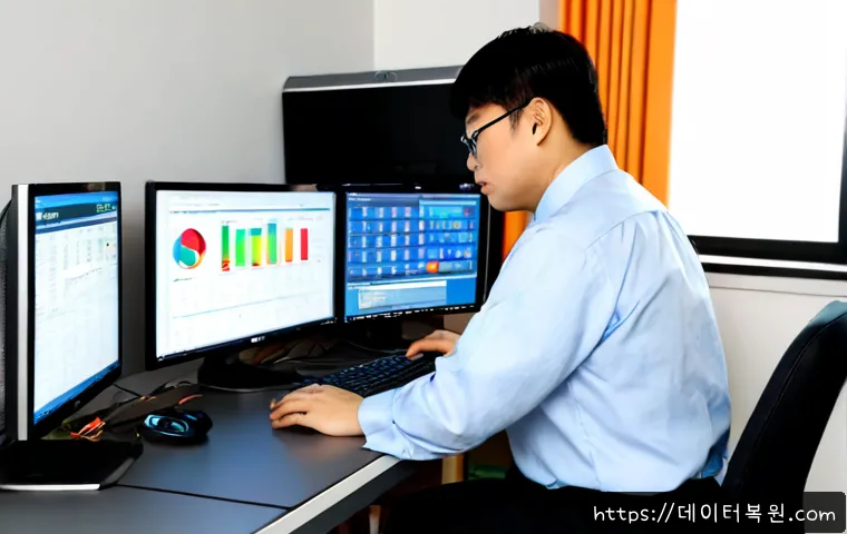 장지동 DRIVER_PORTION_MUST_BE_NONPAGED - Photorealistic IT support workstation in a modern Jangji-dong apartment office, dual monitors showin...