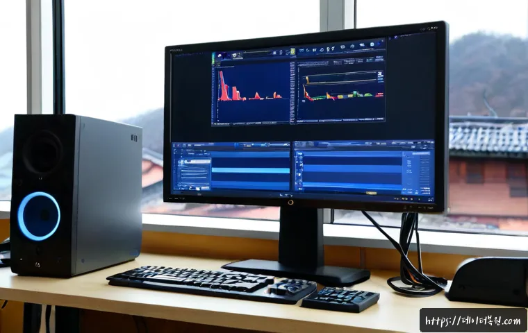 원서동 STATUS_KERNEL_BOOT_FAILURE - Photorealistic remote-support workstation in a quiet Wonseo-dong studio, dual monitors showing a dar...