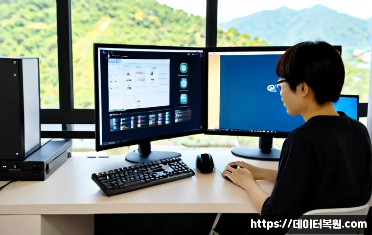 관악구 STATUS_IMAGE_NOT_FOUND - Photorealistic remote-support workstation in a compact Gwanak-gu apartment office, dual monitors dis...