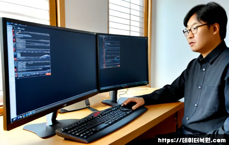 훈정동 STATUS_SESSION_TIMEOUT - Photorealistic remote-support workstation in a quiet Hunjeong-dong office, a technical specialist re...