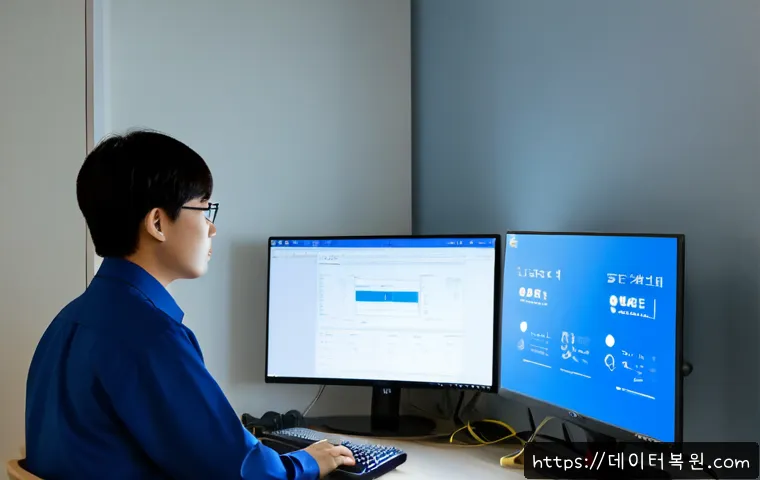 성내동 DRIVER_VERIFIER_DETECTED_VIOLATION - Photorealistic remote IT support workstation in a compact Seongnae-dong apartment office, dual monit...