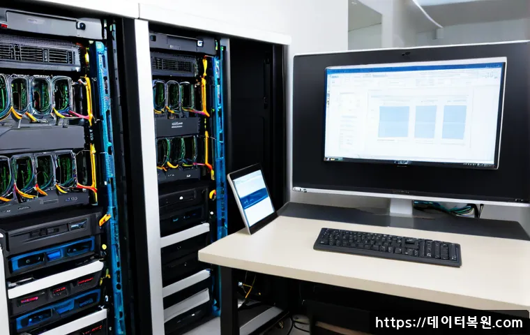 탄현동 server출장방문수리점 - Photorealistic IT technician performing an on-site rack server repair in a compact Tanhyeon-dong off...