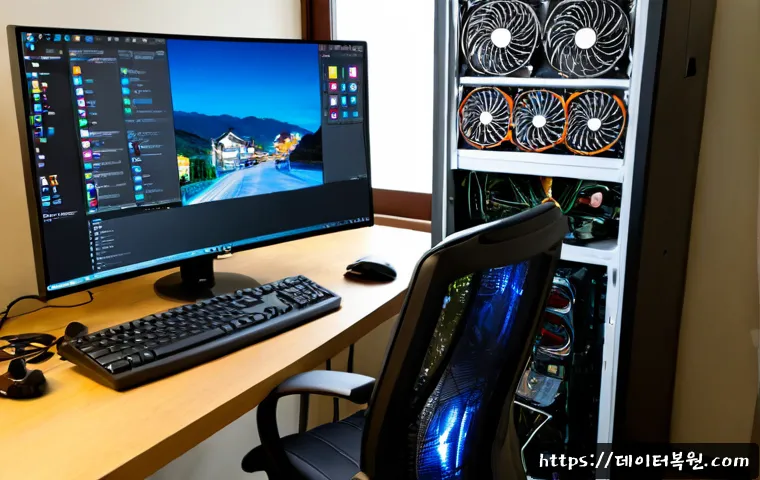 삼선동 본체 꺼졌다 켜졌다 할때 - Photorealistic PC repair workstation in a compact Samseon-dong apartment office, desktop tower repea...