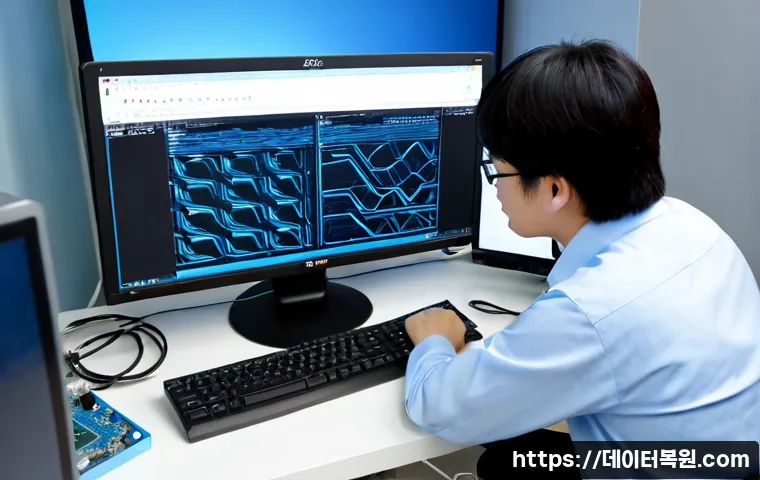 남영동 BAD_POOL_CALLER - Photorealistic IT support workstation in a compact Namyeong-dong office, desktop computer showing an...